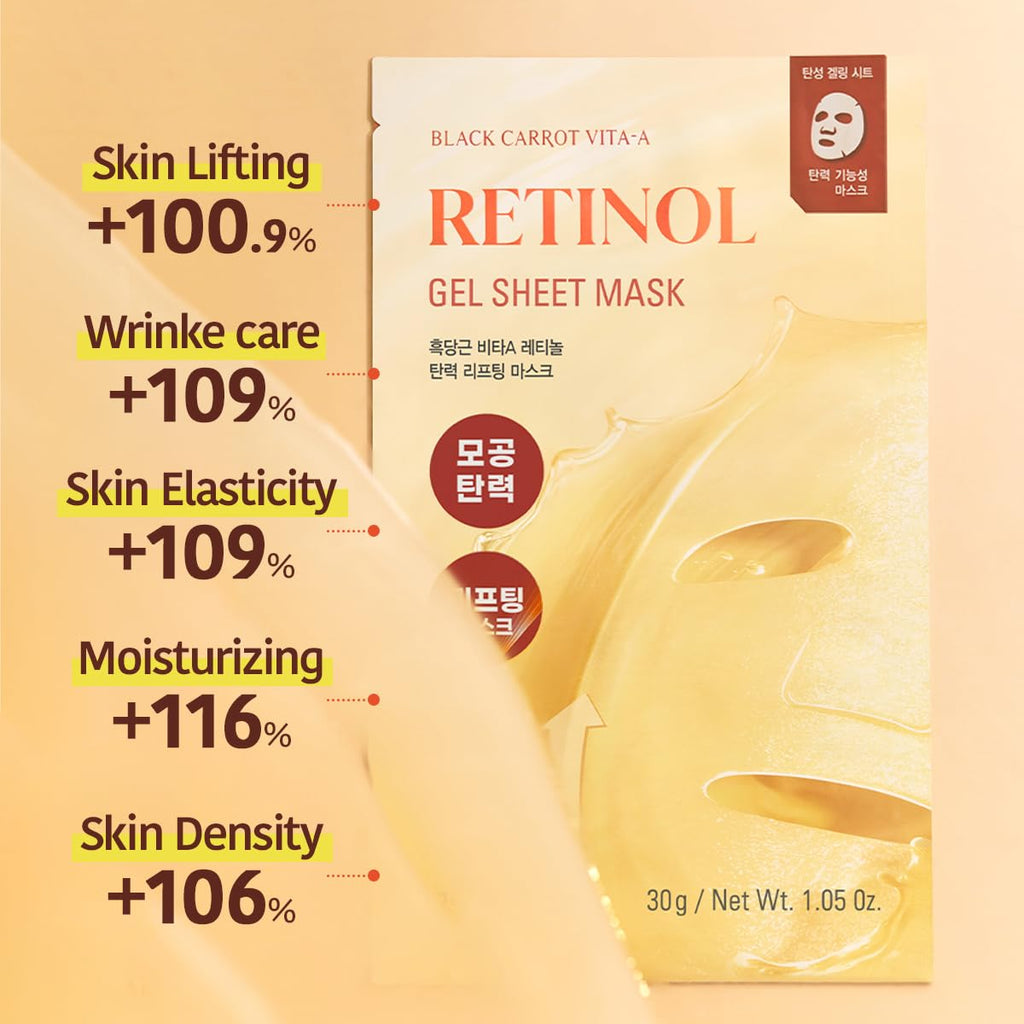 Black Carrot Vita-A Retinol Gel Sheet Mask - 1 Box of 4 Sheets