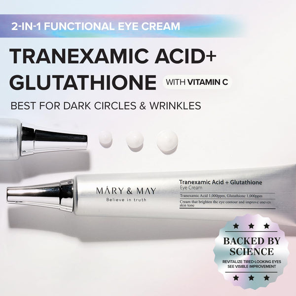 txa glutathione Amazon.com: Mary&May Tranexamic Acid + Glutathione Eye Cream Set (1,000ppm  each) – Brightening Under Eye Cream for Dark Circles & Uneven Tone, Vitamin  C, Niacinamide – 1.01 oz + 0.4 oz Mini main image 1