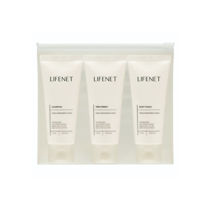 LIFENET Hair & Body Travel Kit 3pcs Fresh Mandarin & Basil