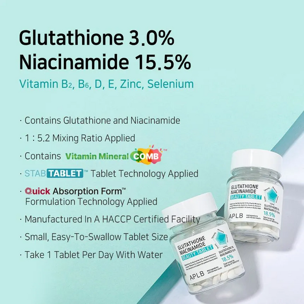 APLB Glutathione Niacinamide Beauty Tablet 30 Tablets | Masksheets APLB Glutathione Niacinamide Beauty Tablet 30 Tablets | Masksheets