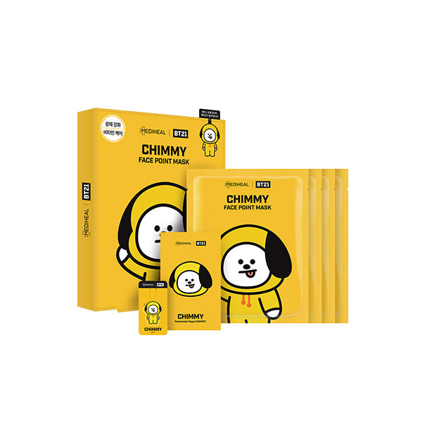 BT21 CHIMMY ４点セット Mediheal BT21 Face Point Mask Chimmy - 1 Box of 4 Sheets | Masksheets