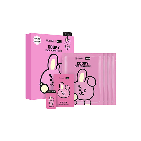 BT21 Face Point Mask Cooky - 1 Box of 4 Sheets
