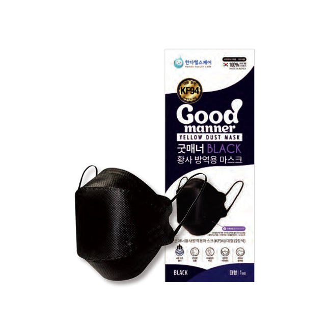 Good Manner KF94 Respirator Face Mask Black - 50 PCS